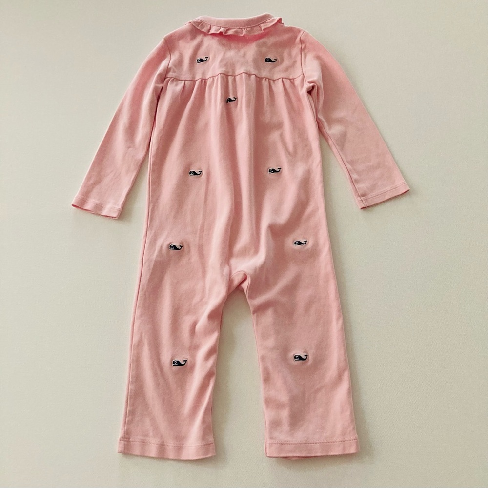 Vineyard Vines Baby Girl 18-24 Months Whale Pink Romper Pima Cotton - Picture 4 of 7